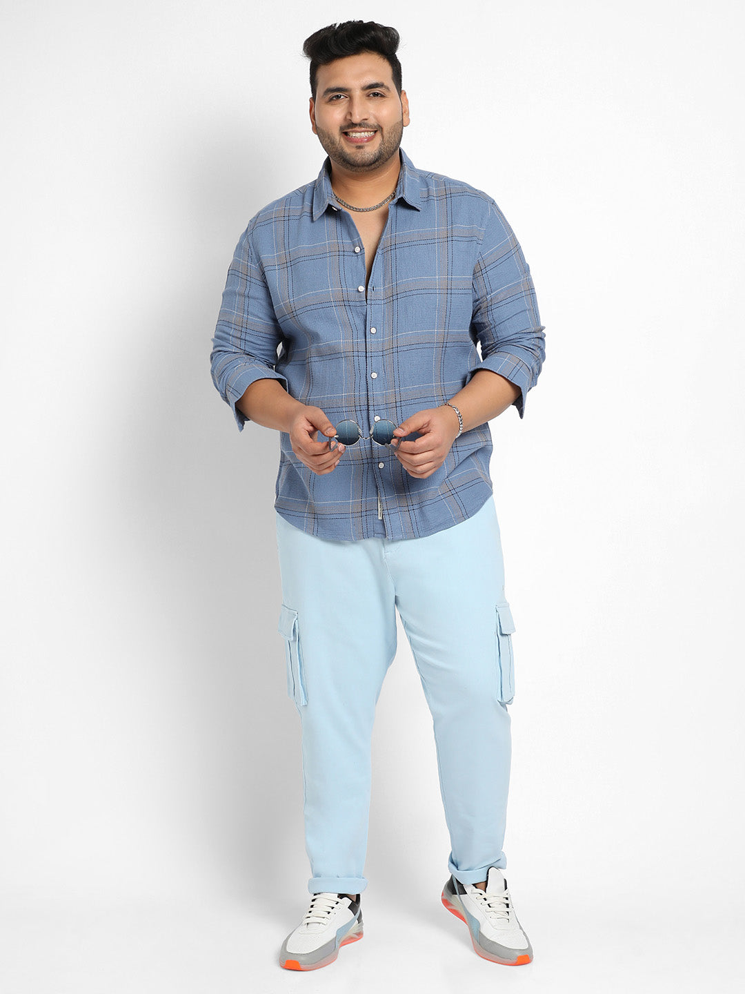 Icy Blue Tartan Plaid Shirt