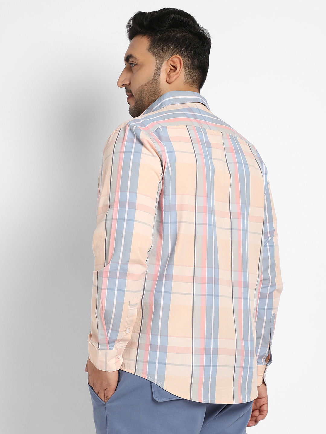 Multicolour Contrast Panel Plaid Shirt