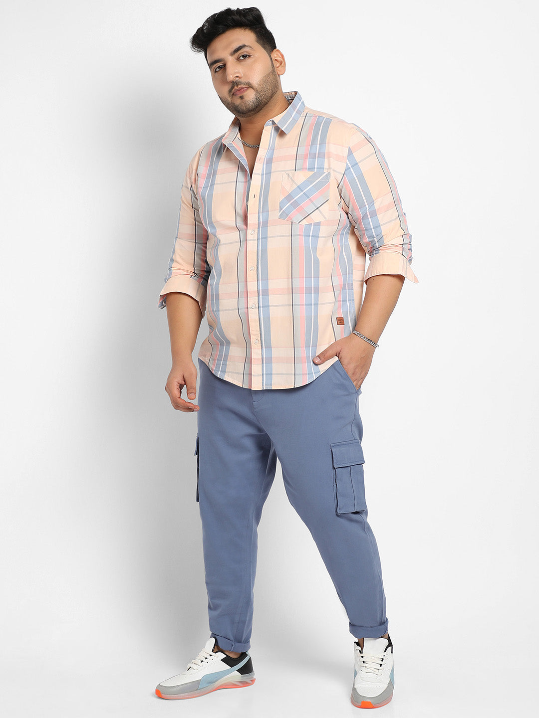 Multicolour Contrast Panel Plaid Shirt