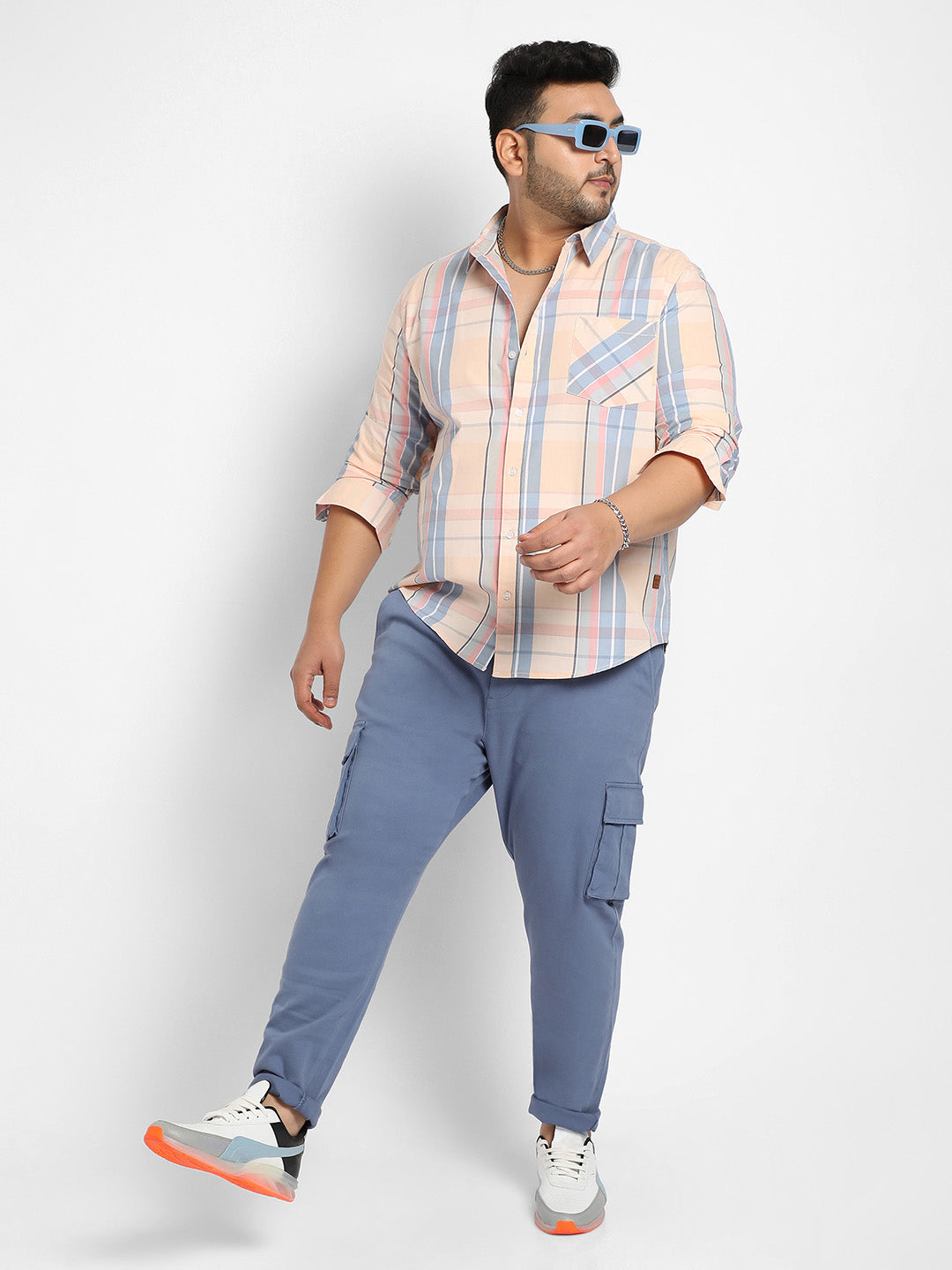 Multicolour Contrast Panel Plaid Shirt