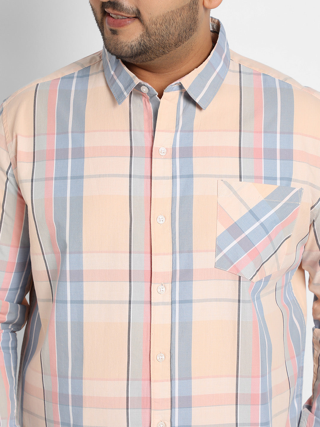 Multicolour Contrast Panel Plaid Shirt