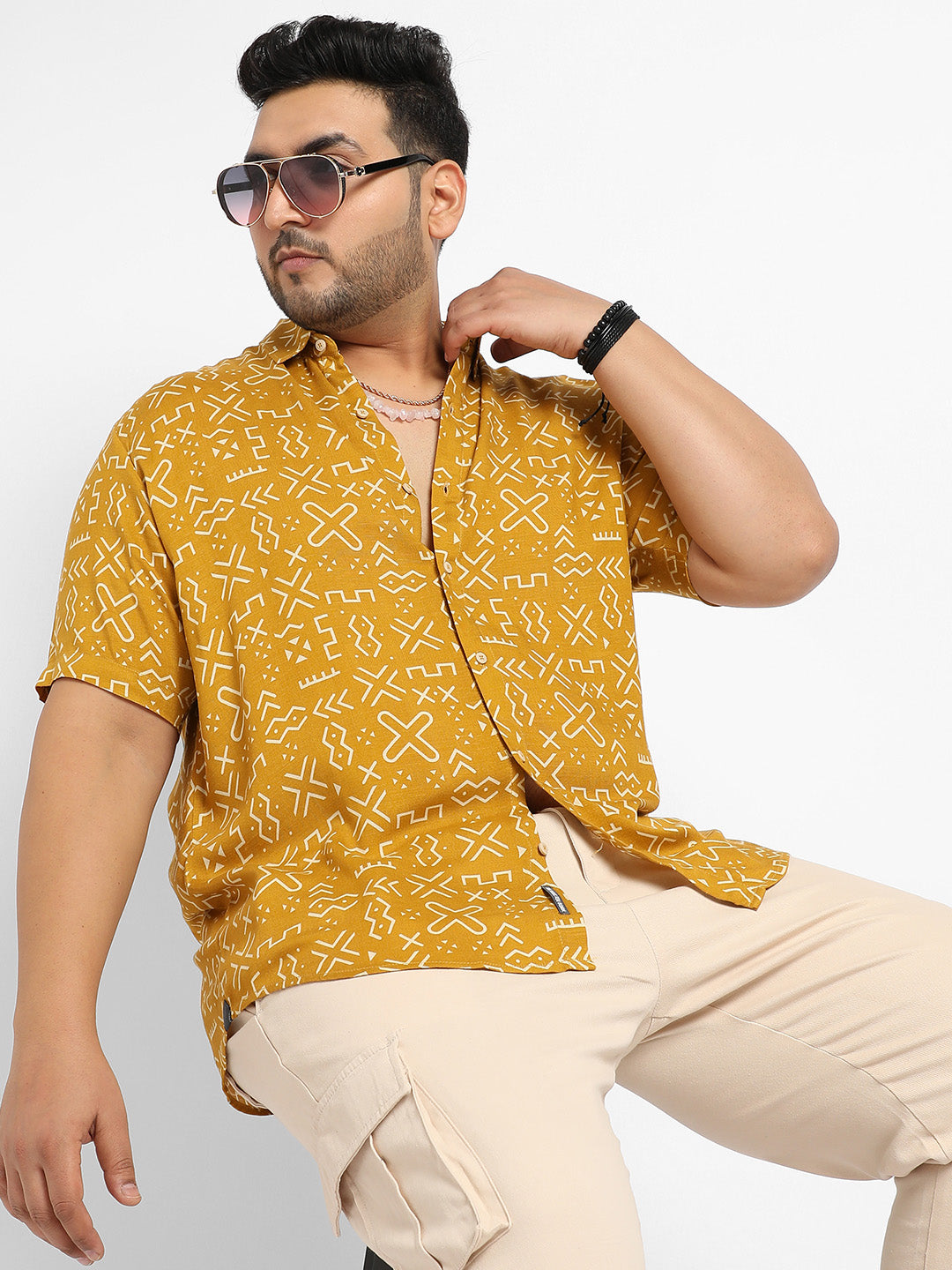 Mustard Yellow Minimal Aztec Shirt