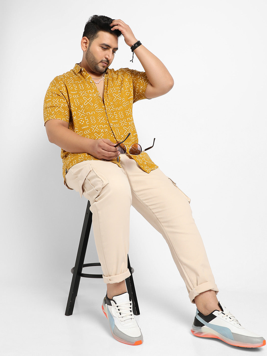 Mustard Yellow Minimal Aztec Shirt