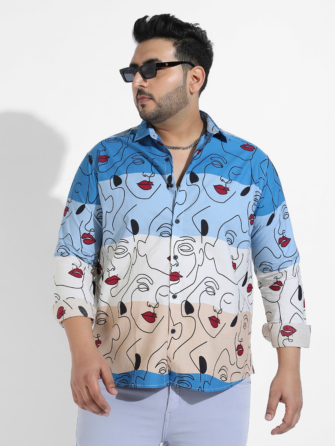 Multicolour Face Line Shirt