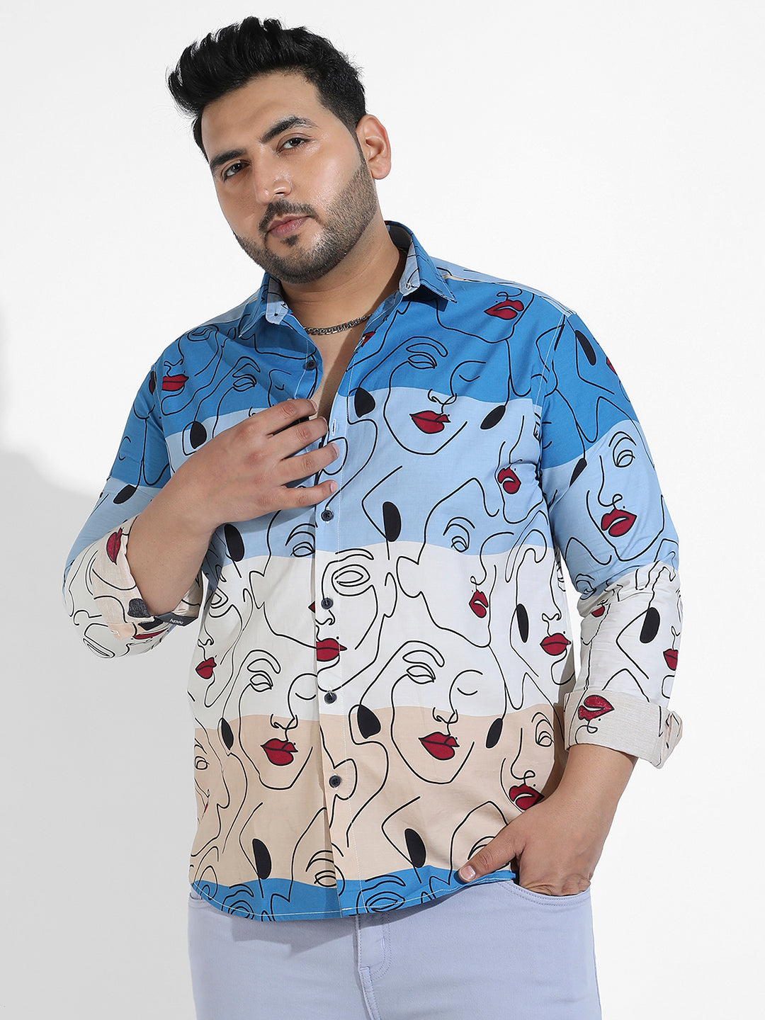 Multicolour Face Line Shirt
