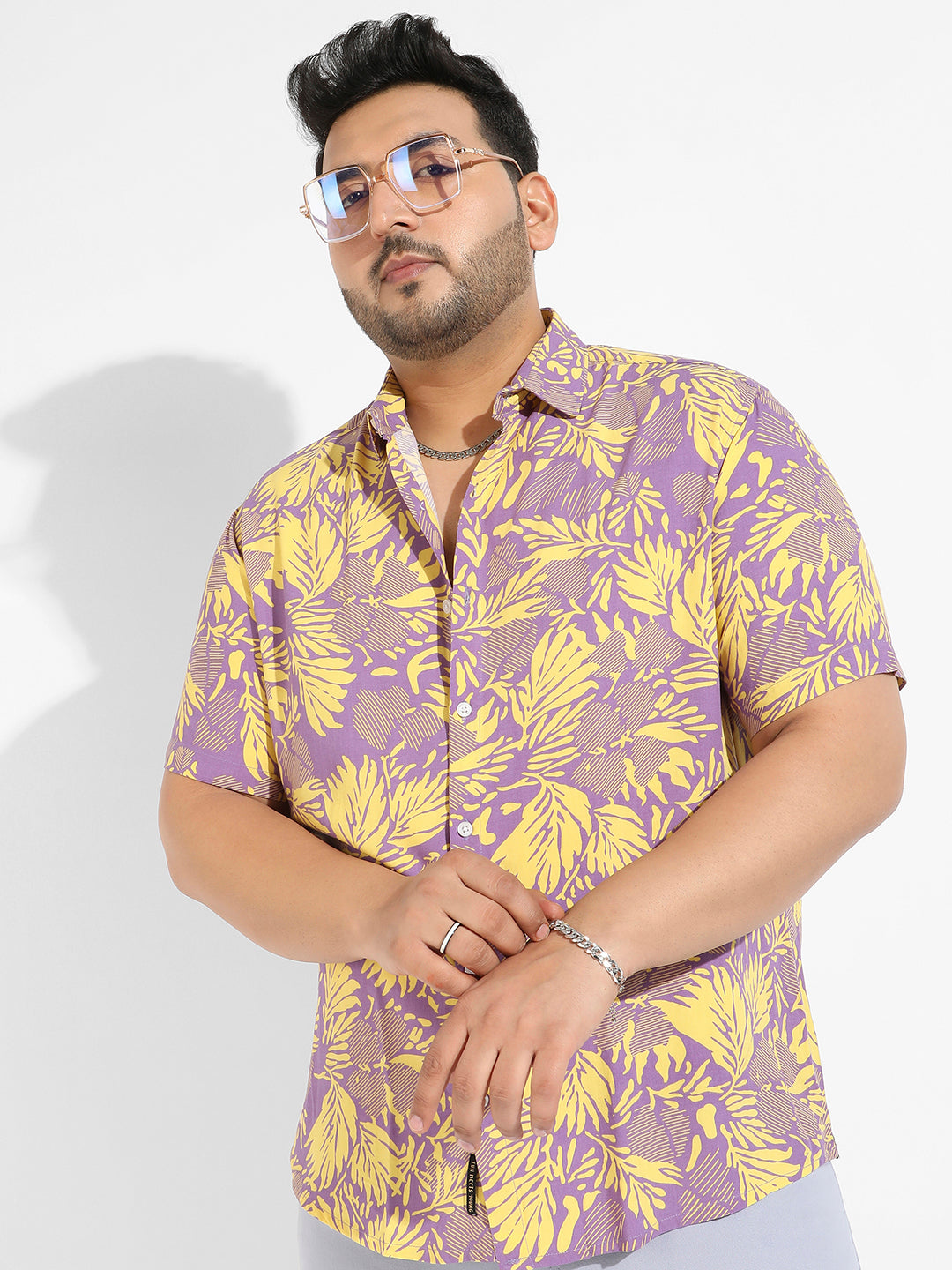 Lavender & Yellow Contrast Foliage Shirt