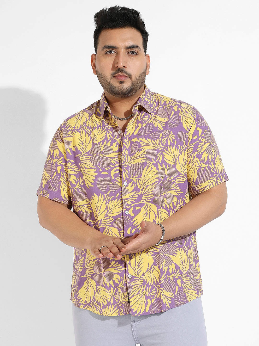 Lavender & Yellow Contrast Foliage Shirt