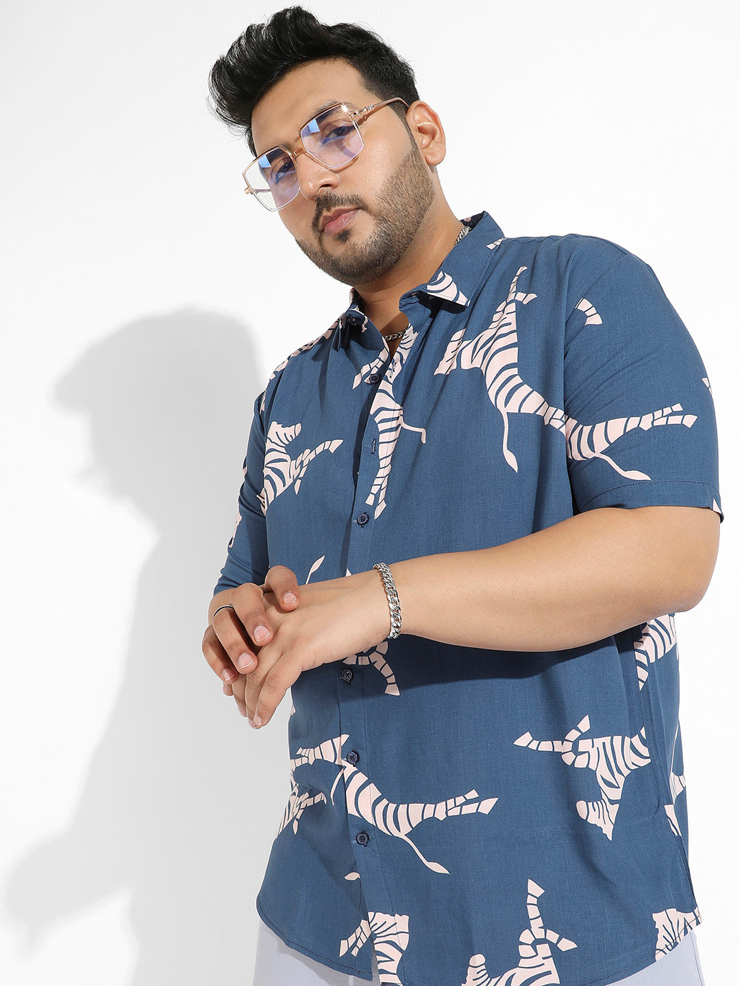 Blue Contrast Zebra Shirt