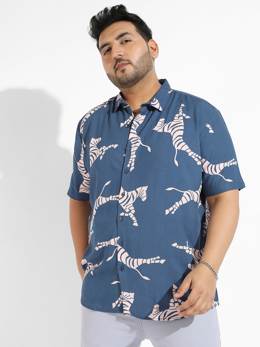 Blue Contrast Zebra Shirt