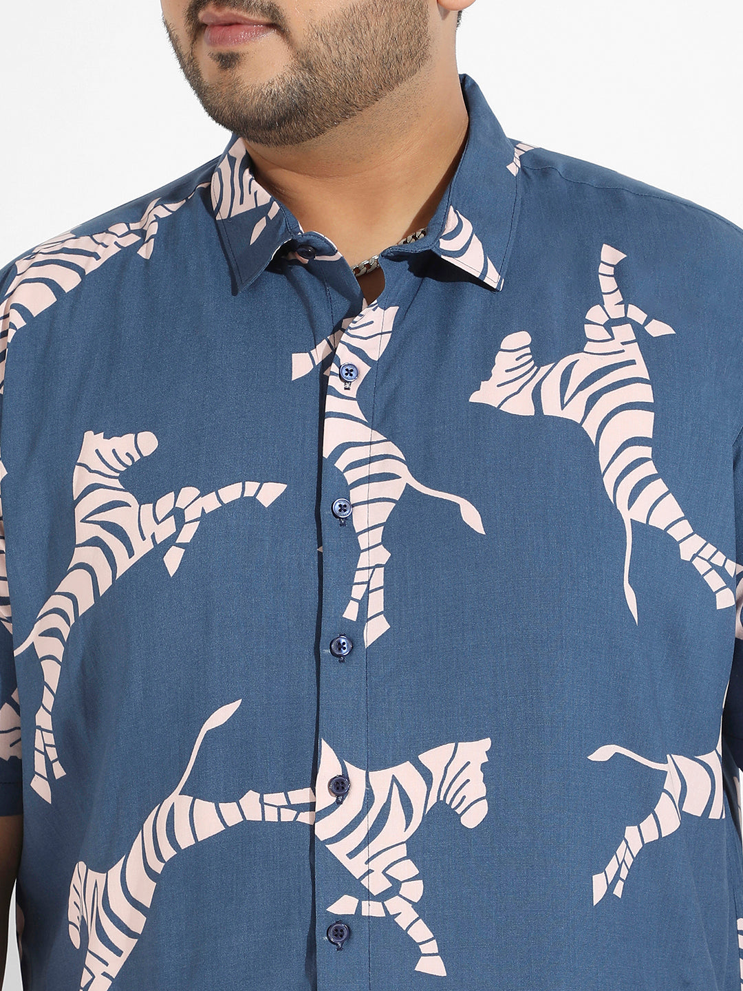 Blue Contrast Zebra Shirt