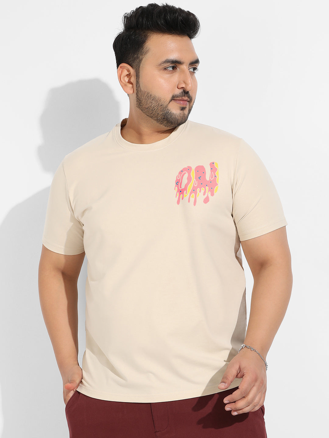 Beige Melting On T-Shirt