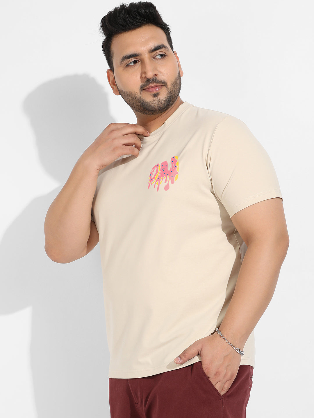 Beige Melting On T-Shirt