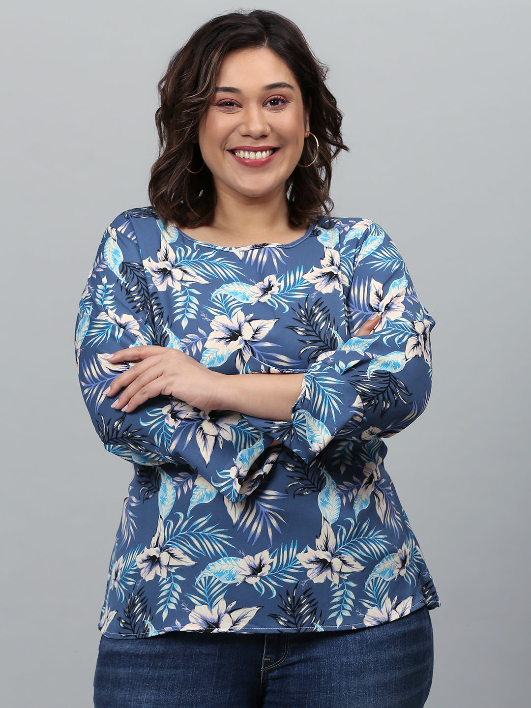 Floral Design Stylish Casual Top