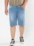 MEN SOLID & SIDE STRIPED DENIM SHORT