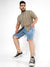 MEN SOLID & SIDE STRIPED STYLISH DENIM SHORT