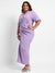 Lavender Button-Front Ruched Dress