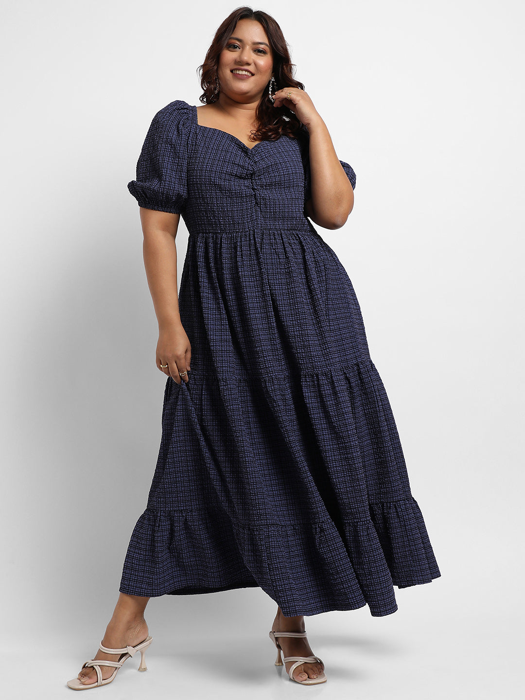 Navy Blue Three-Tier Dress