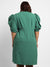 Forest Green Self-Design Petal Dress