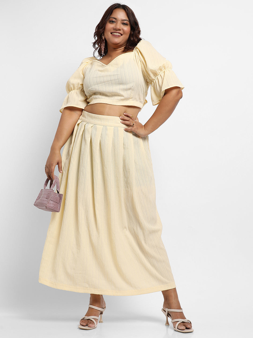 Light Yellow Cropped Co-Ord Set