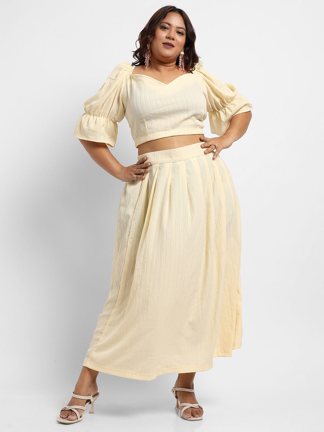 Light Yellow Cropped Co-Ord Set