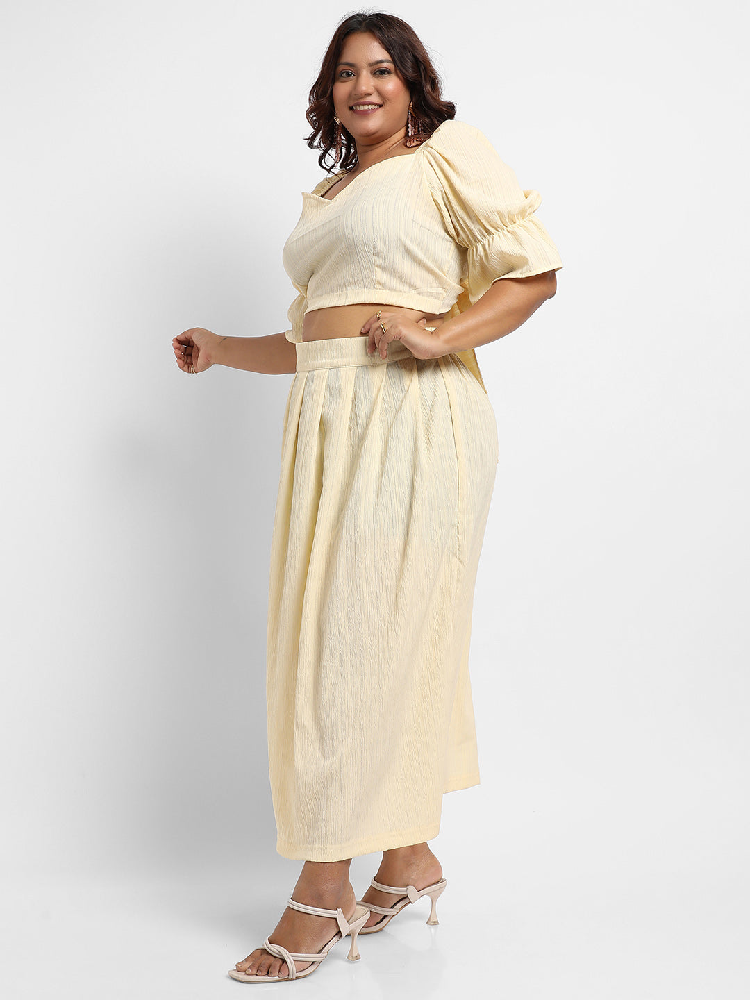Light Yellow Cropped Co-Ord Set