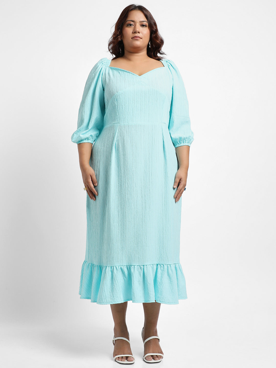 Sky Blue Ruffle Hem Dress