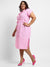 Pink Button-Front Gingham Dress
