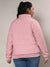 Blush Pink Puffer Jacket With Angled Open Pockets