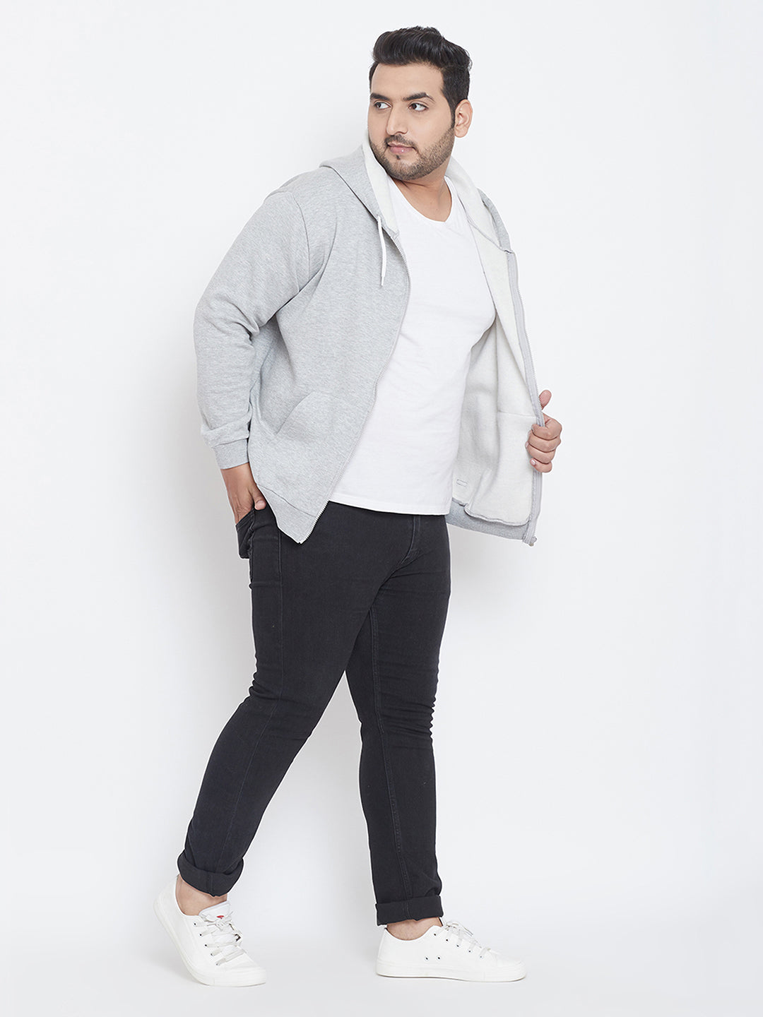 Solid Full Sleeve Hooded Casual Sweatshirt