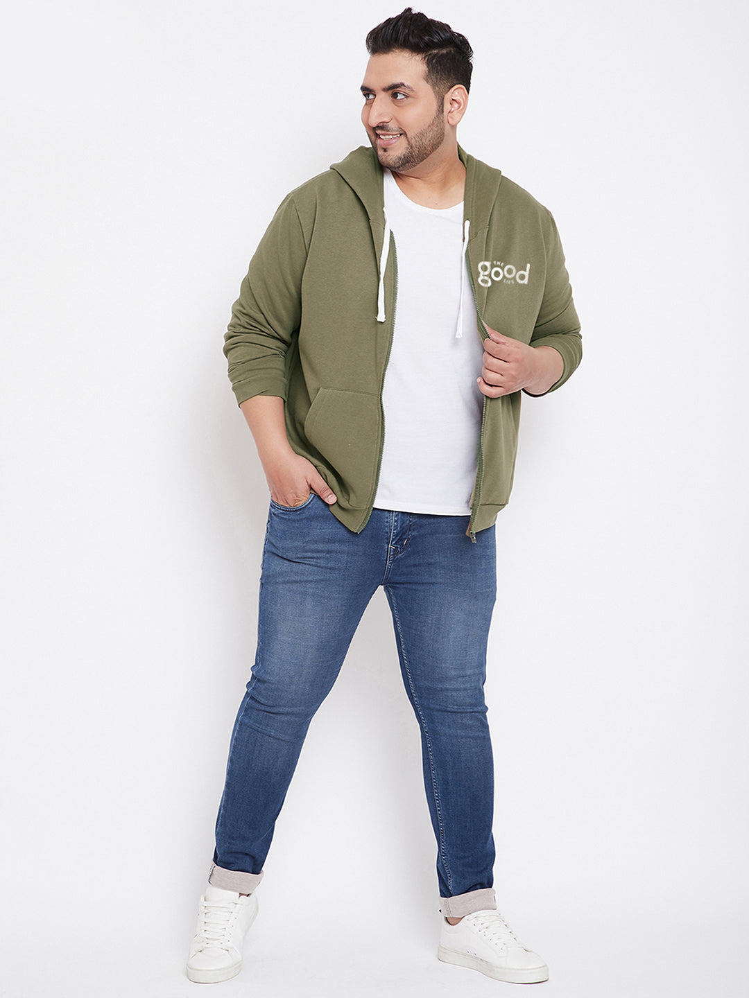Solid Full Sleeve Hooded Casual Sweatshirt