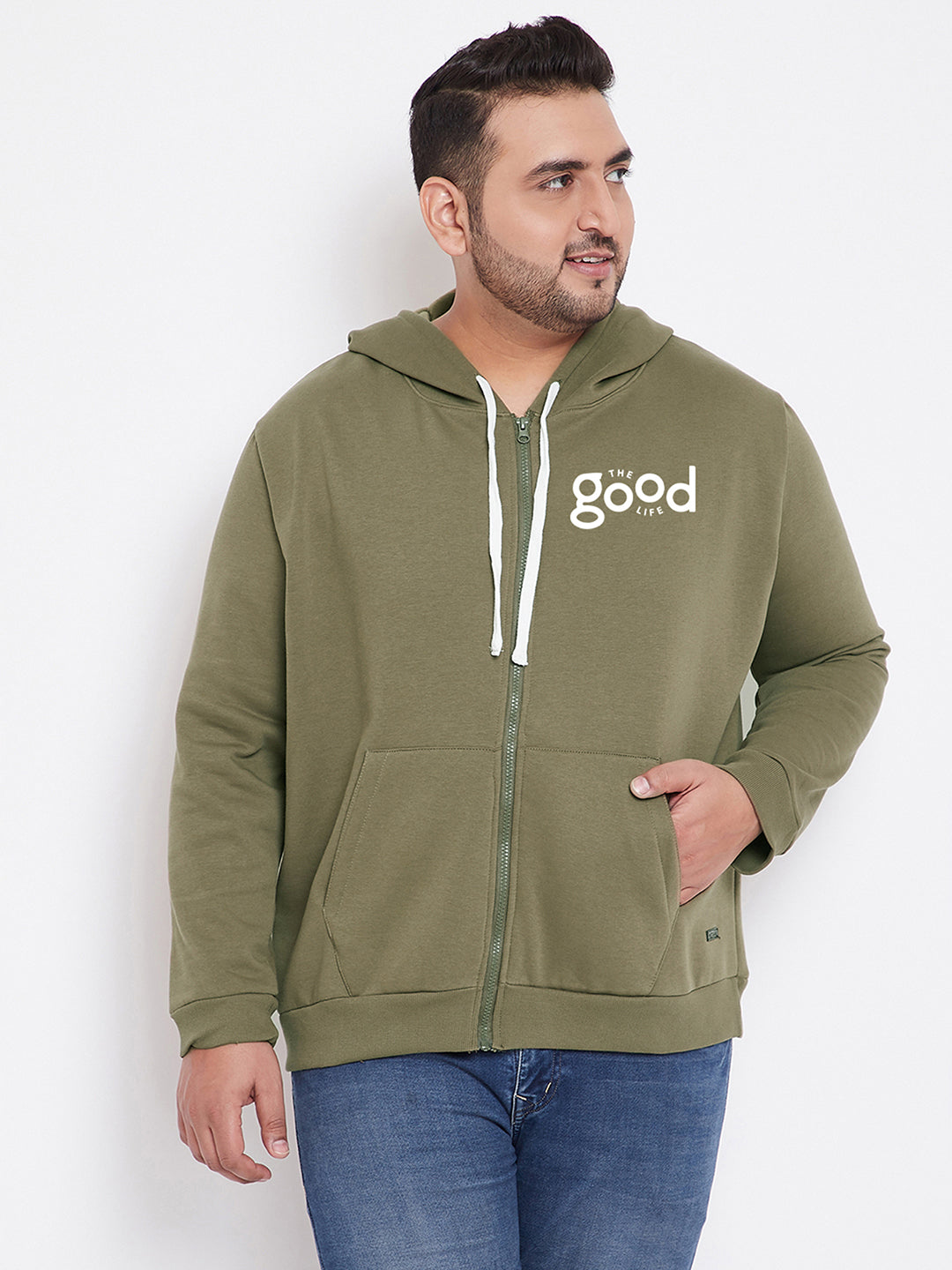 Solid Full Sleeve Hooded Casual Sweatshirt
