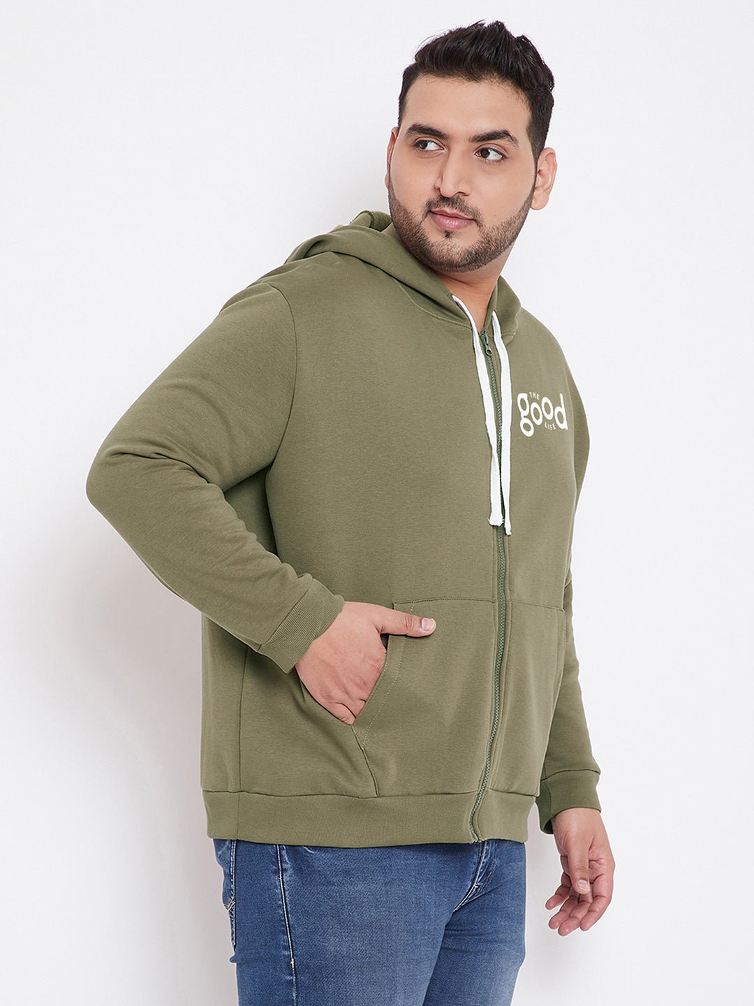 Solid Full Sleeve Hooded Casual Sweatshirt